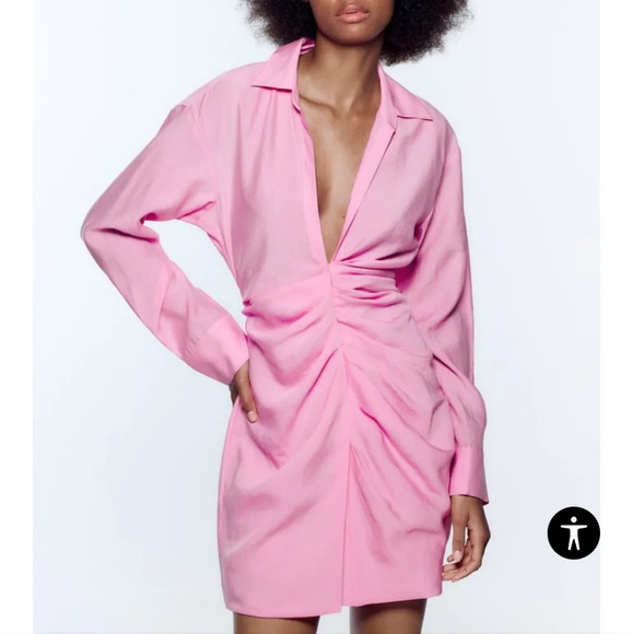 Zara Pink Draped Dress NWT - Picture 3 of 13